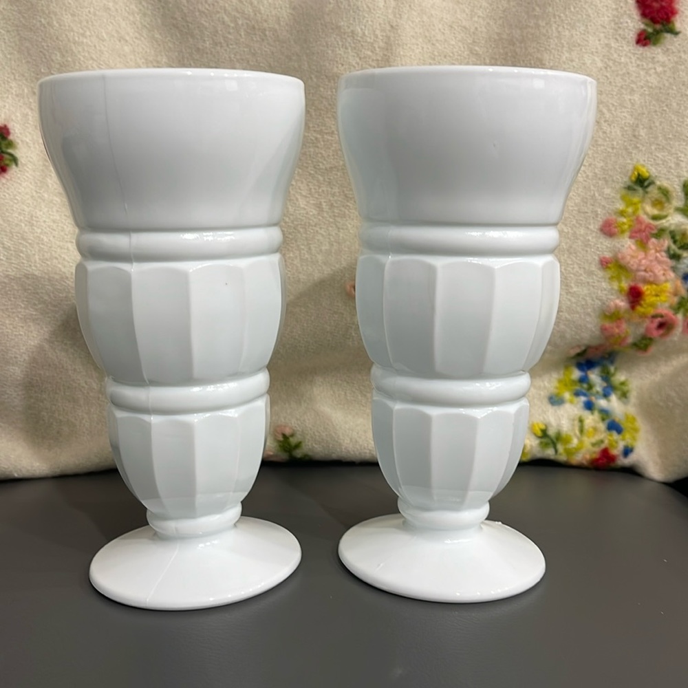 A Pair of Vintage White Milk Glass.